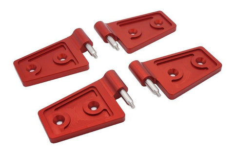Door Hinges - BILLET (Royal Hooks) RED fits Jeep Wrangler JK - JKU