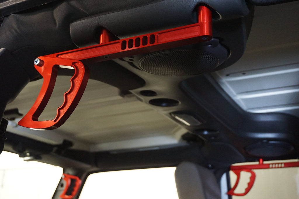 Grab Handle Red Interior Grab Handle Set - BILLET (Royal Hooks) RED fits Jeep Wrangler ...